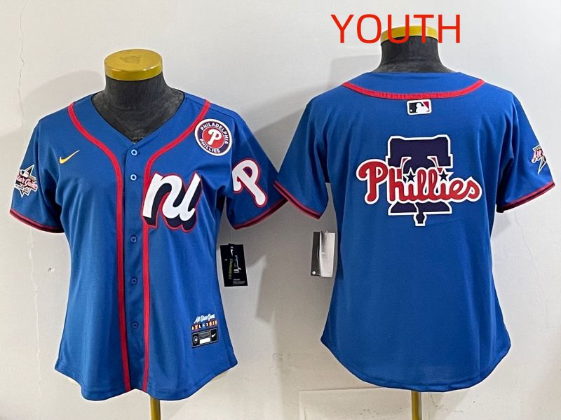 Youth 2025 Philadelphia Phillies Blank Blue All star Nike MLB Jersey style 04